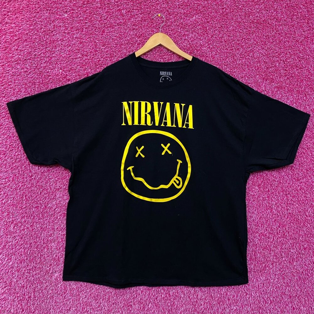 Nirvana Nevermind Tour Smiley Logo Promo Grunge Tee 3X